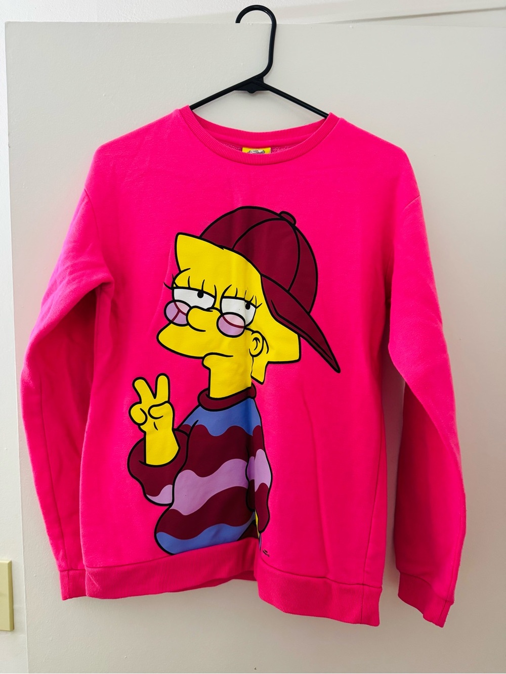 The Simpsons Lisa Simpson Hot Pink Oversized Crewneck Sweatshirt Graphic